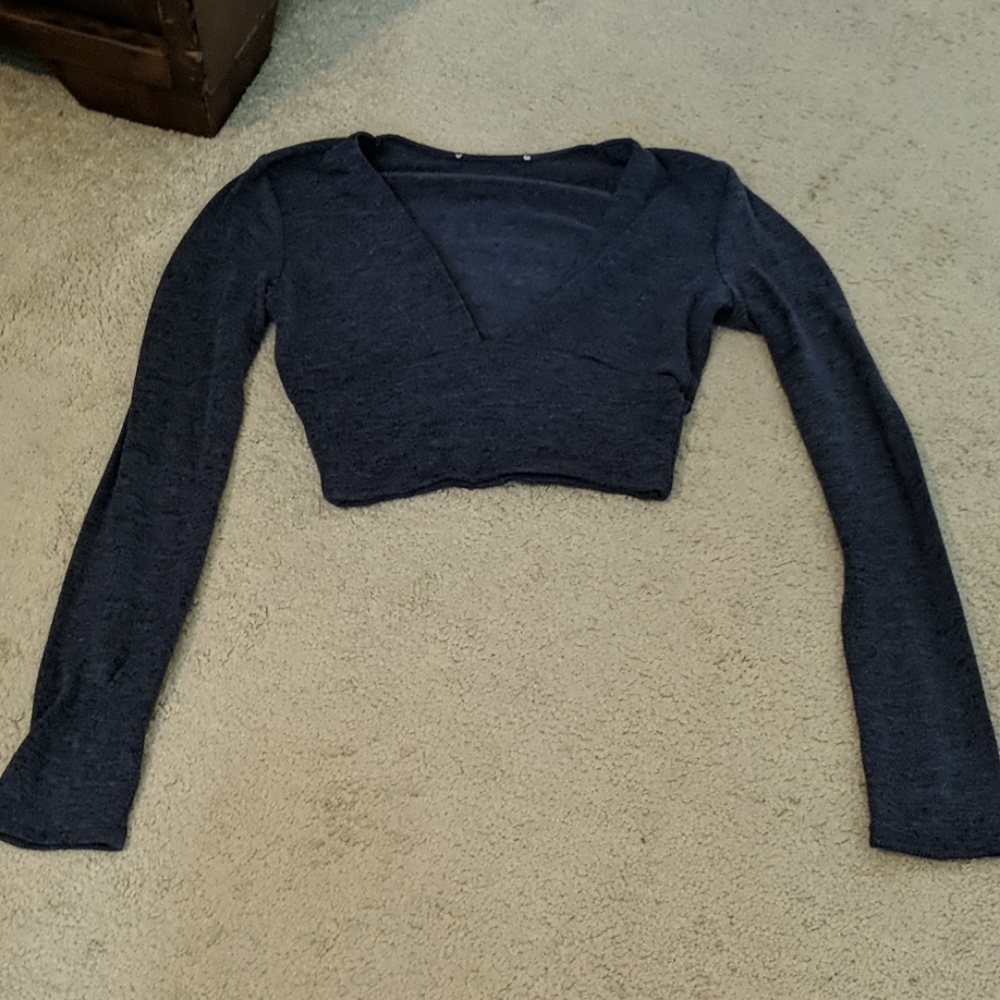 Navy Low-Cut Crop Sweater